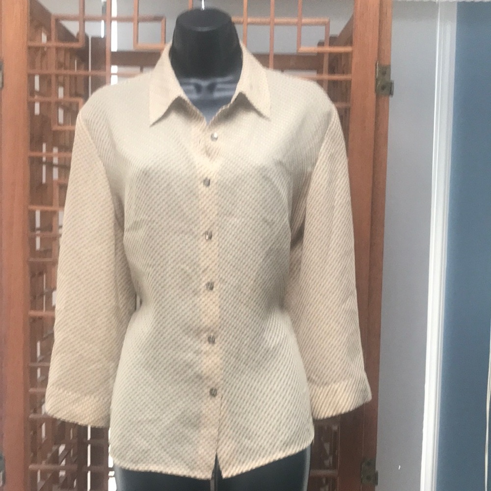The Loft- tan and brown blouse